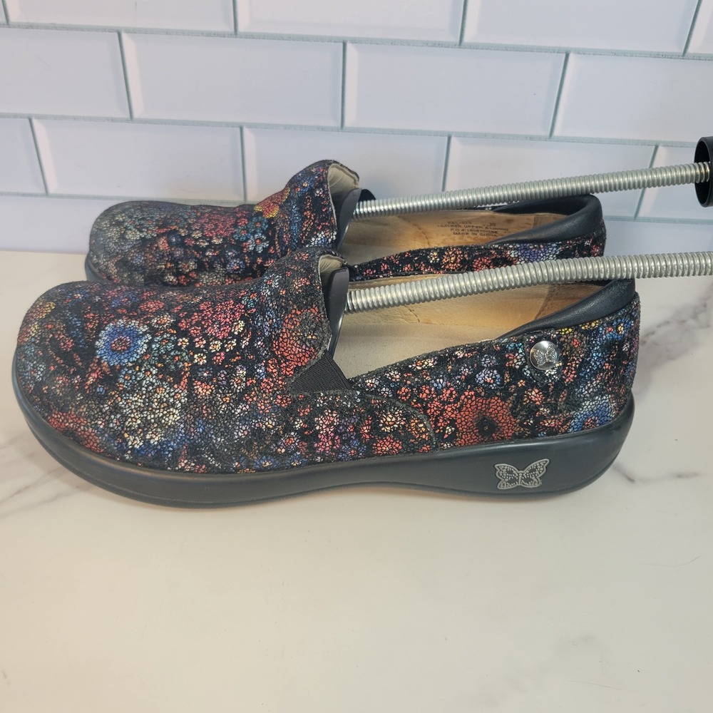 Alegria‎ Kel-323 Midnight Garden Floral Leather Clogs Shoes Womens 39 9 M